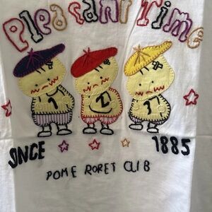Pleasant Time Pome Roret Crop Tshirt Women’s Size LARGE Colorful Embroidery